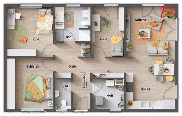 Grundriss Erdgeschoss 4 Zimmer + Gäste WC