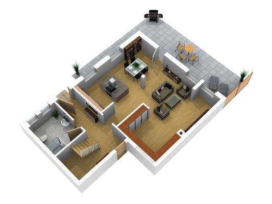 3D Grundriss Erdgeschoss
