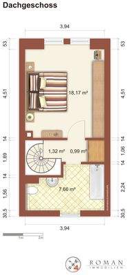 Grundriss DG mit Möblierungsvorschlag