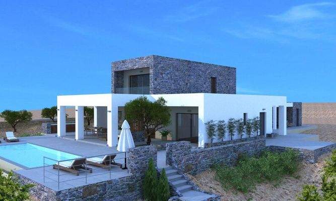 Kreta, Kokkino Chorio: Sofort bebaubares Grundstück mit Meerblick zu verkaufen