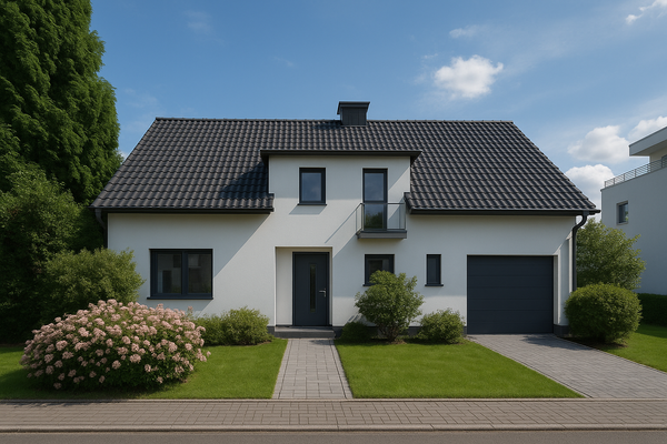 Visualisierte Bebauung mit einem Einfamilienhaus