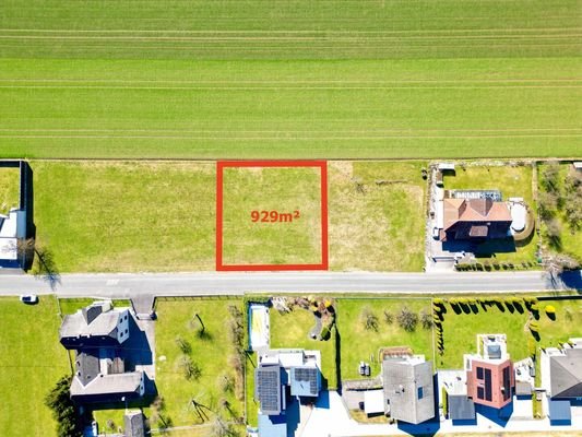 Luftbild mit eingezeichnetem Grundstück