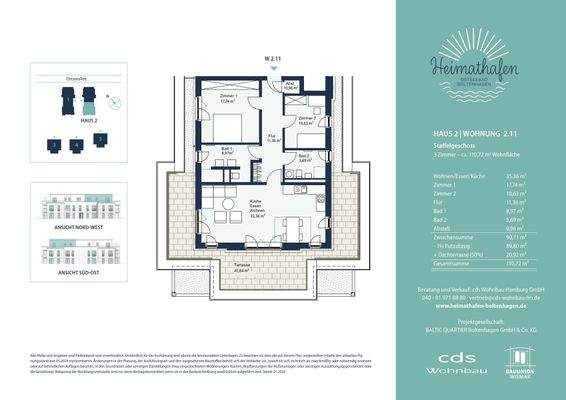 Heimathafen Vertriebsgrundriss Wohnung 1.4
