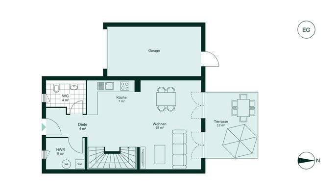 Offener und großzügiger Wohnbereich im Erdgeschoss