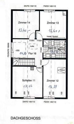 Grundrissvorlage Dachgeschoss - unbemaßt