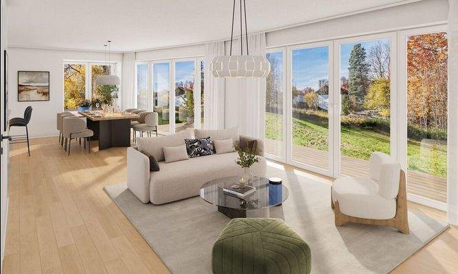 Visualisierung: Wohn- und Essbereich