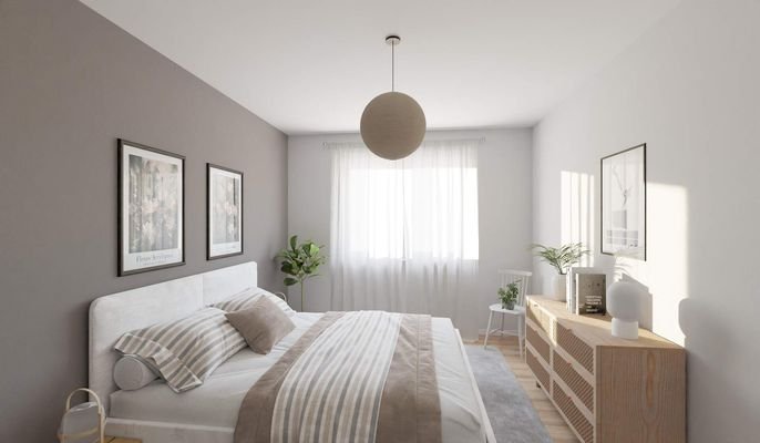 Visualisierung des Schlafzimmers der Eigentumswohn