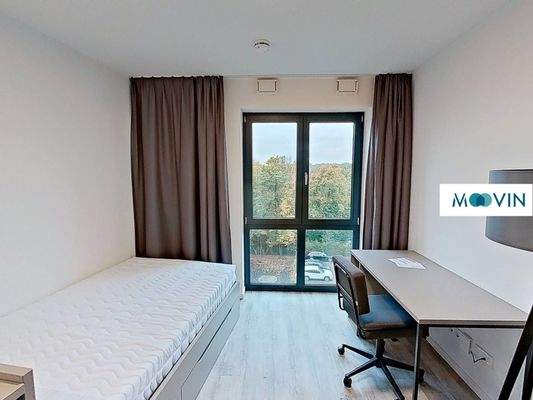 Ansicht II: Wohn- und Schlafzimmer mit offenem Küchenbereich