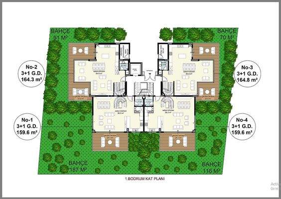 Stylish-Design Apartments in Alanya Cikcilli in Nature