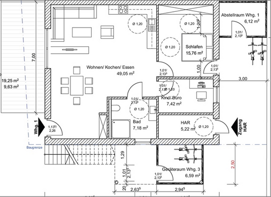 Grundriss Wohnung 1