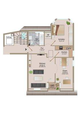 Grundriss 2,5-Zimmer-Wohnung