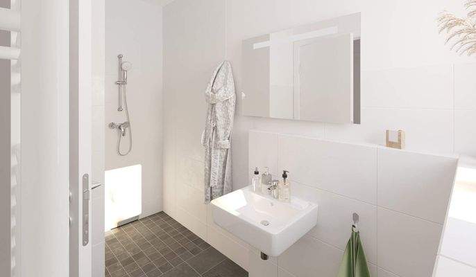 Modern gefliestes Duschbad