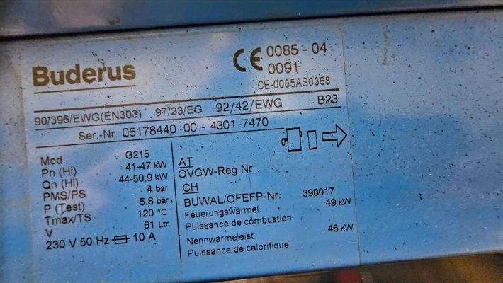 Heizung - Brenner, Typenschild