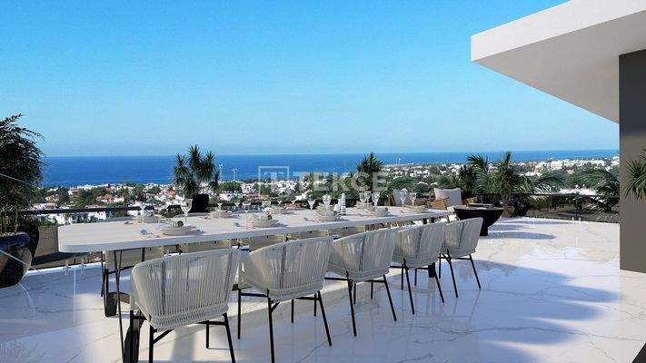 Detached Villa with Sea and Mountain View in Girne Edremit