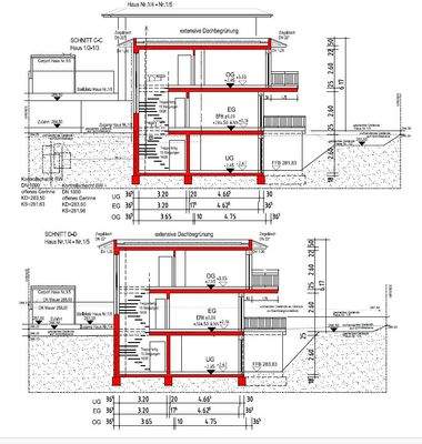 Schnitt C-C und D-D DHH