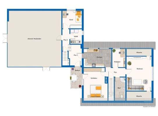 Obergeschoss mit Mustermöblierung