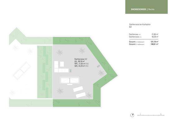 Grundriss Dachgarten Kaufoption (WE 3.2)