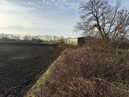 Erdhügel am Ende des Flurstücks