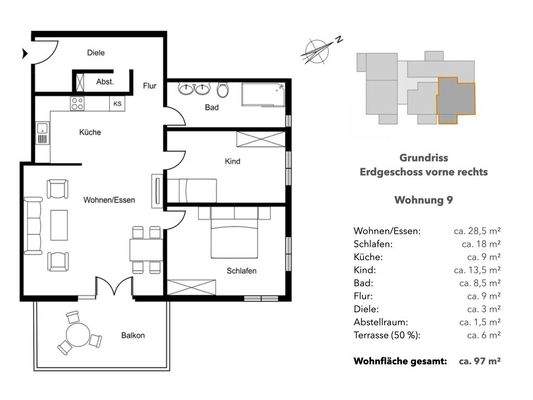 Alternative Drei-Zimmerwohnung WHG 9
