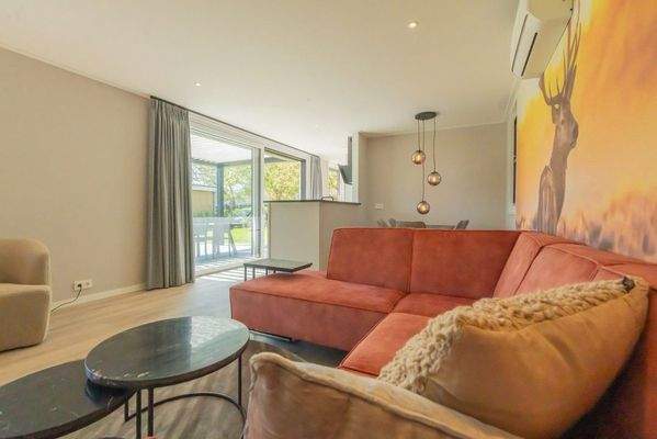 Luxus Wohnzimmer Chalet Schouwen Duin Mit Künstlerischem Wandgemälde005