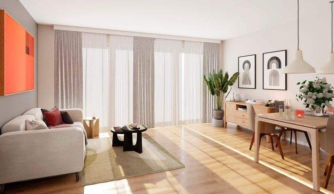 Das Wohnzimmer bietet viel Platz für gemeinsame Ab