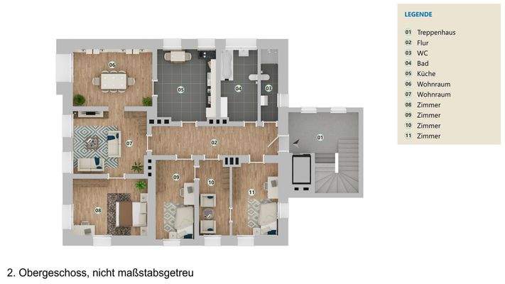 Grundriss Wohnung 2. Obergeschoss