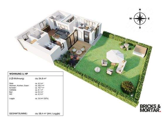 Grundriss mit Flächenangaben