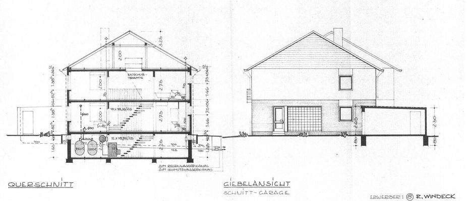 Querschnitt u. Ansicht Giebel