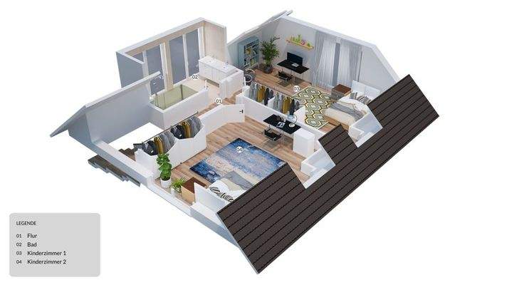 3D Grundriss Dachgeschoss