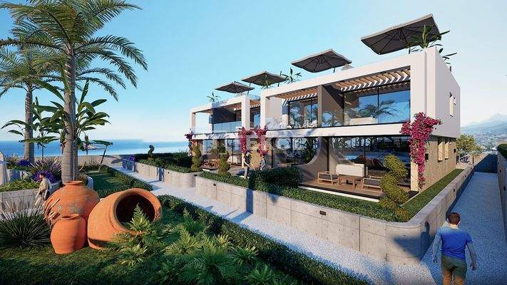 Sea and Mountain View Apartments in Lapta, North Cyprus