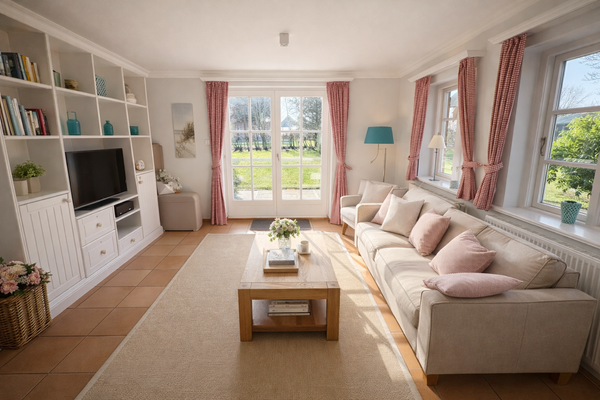 Helles Wohnzimmer mit Gartenblick - Haus 1