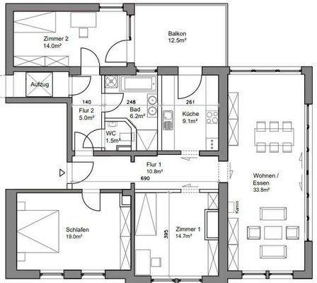 Grundriss (nicht maßstäblich)