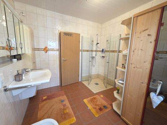 Badezimmer mit Dusche und Infrarot-Kabine EG