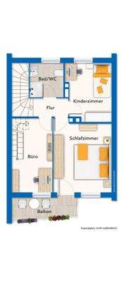Grundriss Obergeschoss mit Mustermöblierung