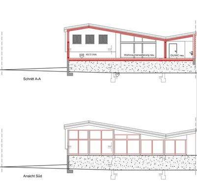 Fassadenansichten und Schnitt