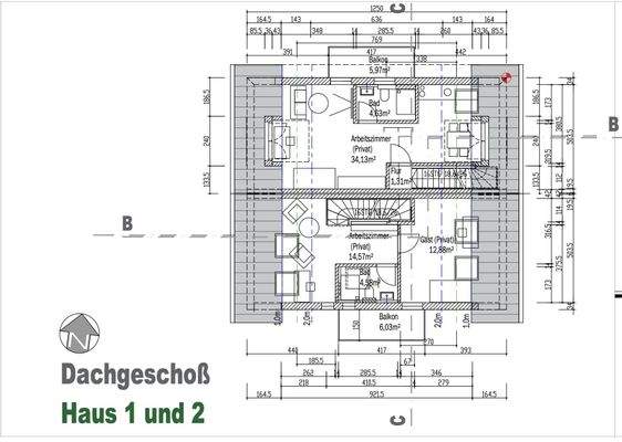 Dachgeschoss Haus 1 & 2