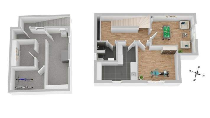 Unverbindlicher 3D Grundriss des Untergeschosses