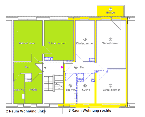 Grundriss 2-Raum-Whg. Wmw 28