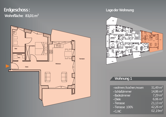 Grundriss Wohnung 1