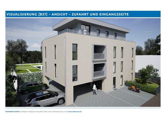 Das Neubauprojekt - Zufahrt und Eingangsseite [B37