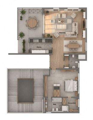 Grundriss Mustermöblierung