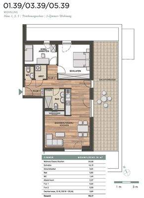 Maßstab 1:100 bei entsprechendem Heranzoomen (Referenz: Küchenarbeitsplatte mit 60 cm Tiefe)