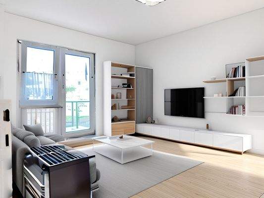 Wohnzimmer (KI möbeliert)