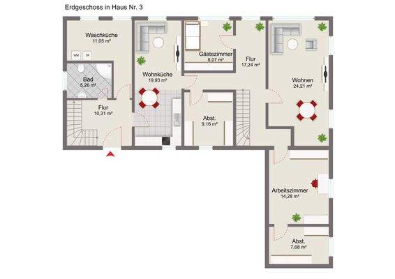 Grundriss Haus 1 Erdgeschoss