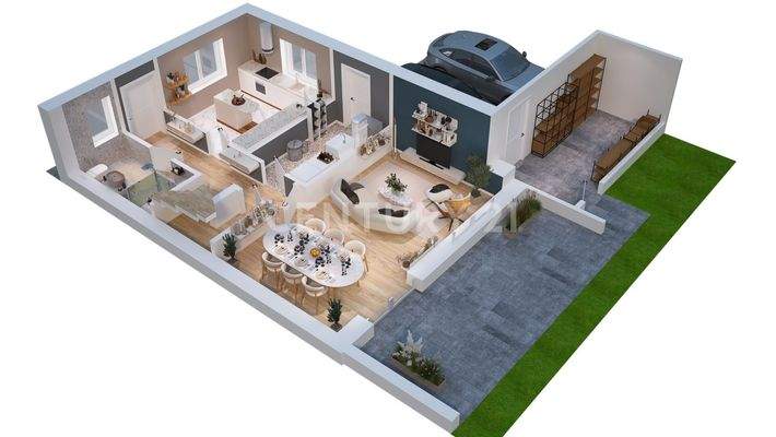 3D Visualisierung Grundriss Erdgeschoss