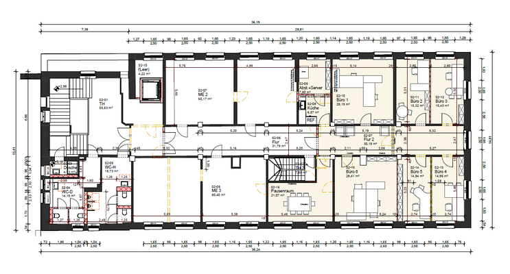 Beispiel Grundriss Büroflächen 1.OG