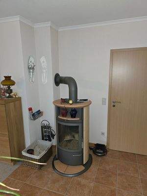 schicker Kaminofen im Wohnzimmer