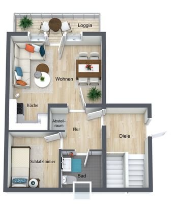 Habelschwerdterweg 6 Whg 6 - Etage 1 - 3D Floor Plan