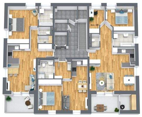 3D Grundriss Dachgeschoß, Variante 2