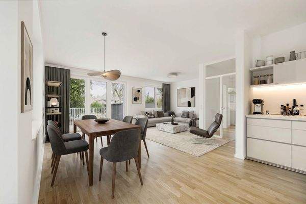 Wohn- und Essbereich mit offener Küche [KI-generiertes Foto]